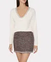 Milly Kalia Crystal V-neck Long Sleeve Sweater In Multi