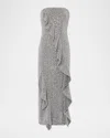Milly Katy Sequin Strapless Ruffle Midi Dress In Gray