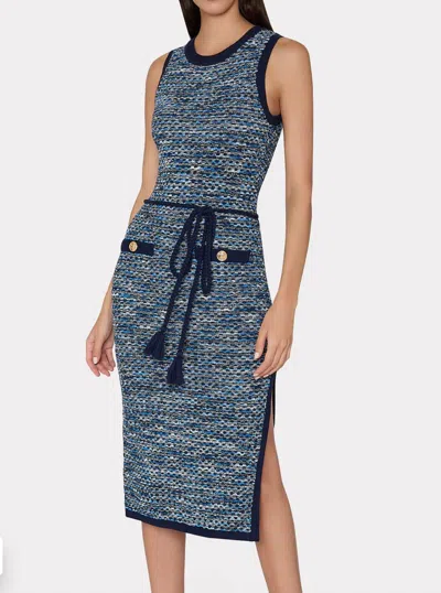 Milly Kim Textured Knit Midi Dress In Blue