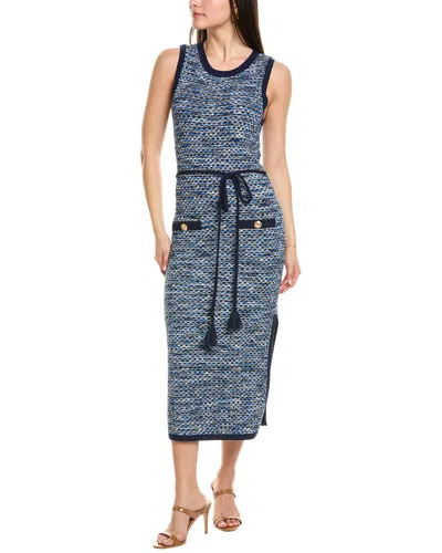 Milly Kim Tweed Wool-blend Maxi Dress In Blue