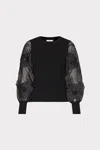 Milly Koda Combo Sleeve Knit Top In Black