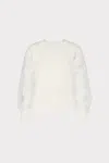 Milly Koda Combo Sleeve Knit Top In Ecru