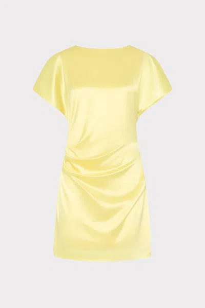 Milly Kora Hammered Satin Mini Dress In Yellow