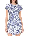 Milly Kyla Floral Garden Embroidered Mini Dress In Blue