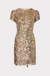 Milly Kyla Rose Sequins Mini Dress In Gold
