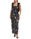 Milly Kyle Satin Bow Sequin Column Midi Dress In Black
