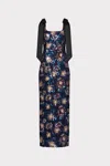 Milly Kyle Satin Bow Column Maxi Dress In Blue