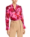 Milly Lacey Blurred Blossom Floral-print Blouse In Pink Multi