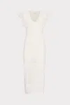 Milly Lace Flutter Sleeve Knit Midi Dress In Ecru