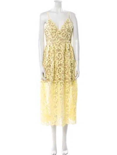 Pre-owned Milly Lace Long Dress In Yellow