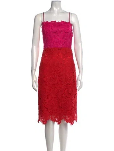 Pre-owned Milly Lace Midi Length Dress In Pink