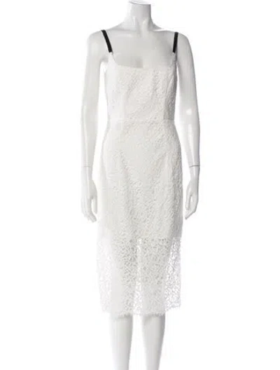 Pre-owned Milly Lace Midi Length Dress In White