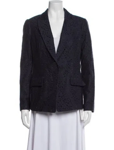 Pre-owned Milly Lace Pattern Blazer W/ Tags In Blue