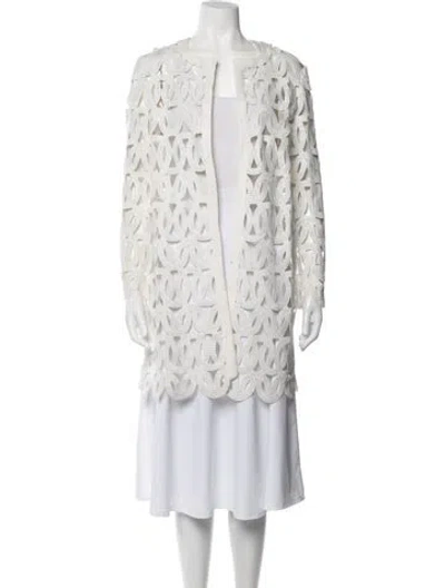 Pre-owned Milly Lace Pattern Coat In White