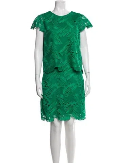 Pre-owned Milly Lace Pattern Eyelet Trim Skirt Set In Green