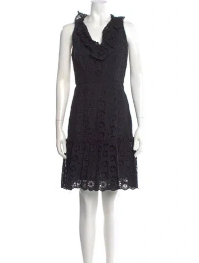 Pre-owned Milly Lace Pattern Knee-length Dress In Black