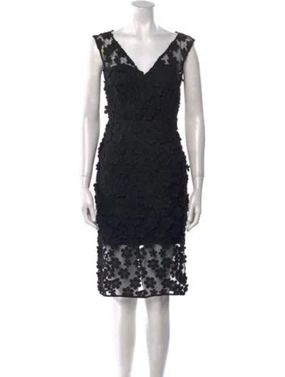 Pre-owned Milly Lace Pattern Knee-length Dress In Black