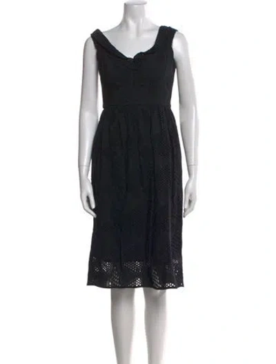 Pre-owned Milly Lace Pattern Knee-length Dress In Black