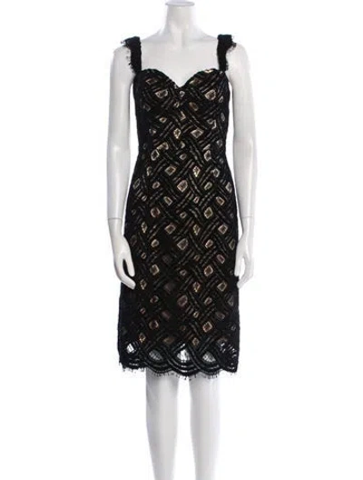 Pre-owned Milly Lace Pattern Knee-length Dress In Black