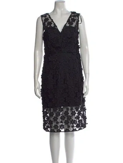 Pre-owned Milly Lace Pattern Knee-length Dress In Black