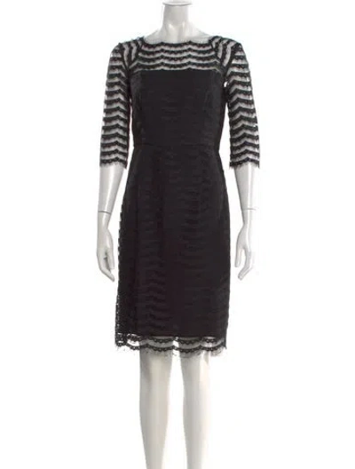 Pre-owned Milly Lace Pattern Knee-length Dress In Black