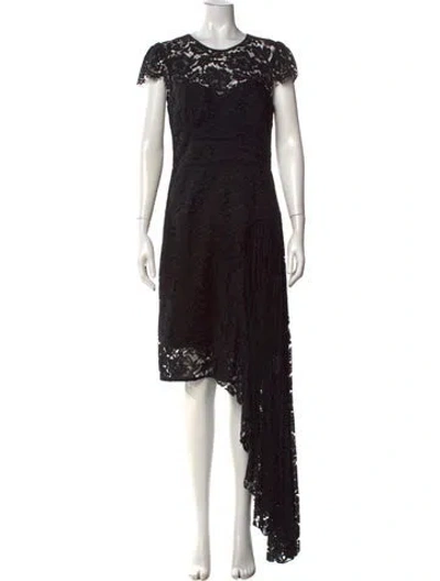 Pre-owned Milly Lace Pattern Knee-length Dress In Black