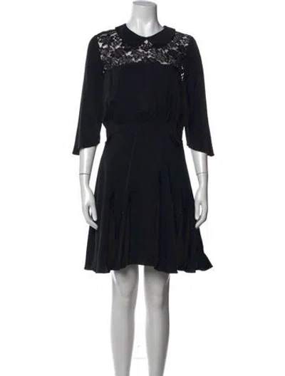 Pre-owned Milly Lace Pattern Knee-length Dress In Black