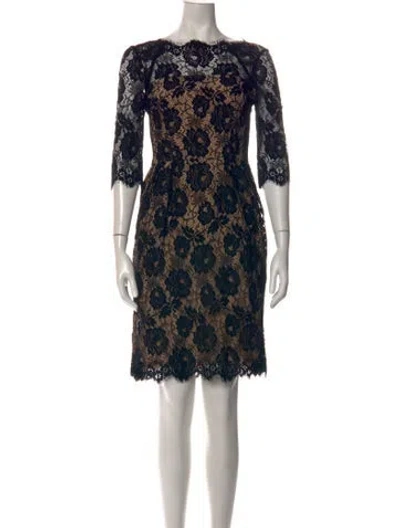 Pre-owned Milly Lace Pattern Knee-length Dress In Black