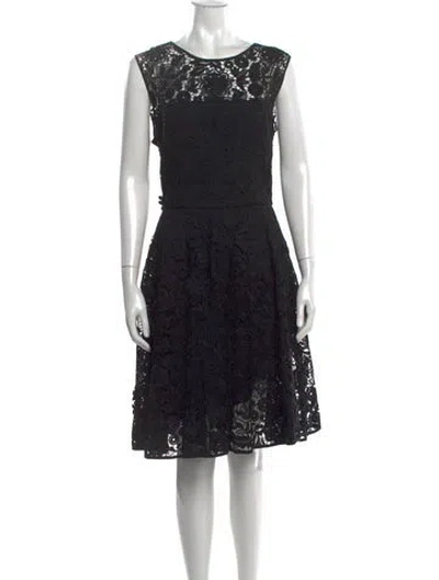 Pre-owned Milly Lace Pattern Knee-length Dress In Black
