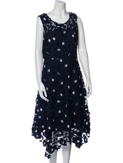 Pre-owned Milly Lace Pattern Knee-length Dress In Blue