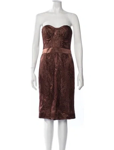 Pre-owned Milly Lace Pattern Knee-length Dress In Brown/metallic