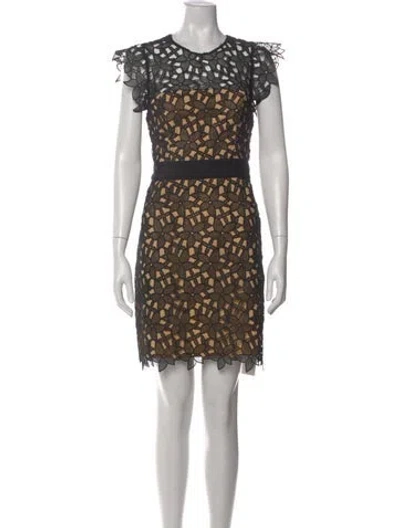 Pre-owned Milly Lace Pattern Knee-length Dress In Neutral