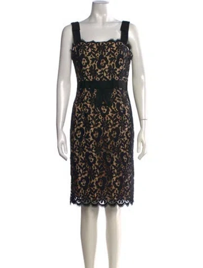 Pre-owned Milly Lace Pattern Knee-length Dress In Neutrals
