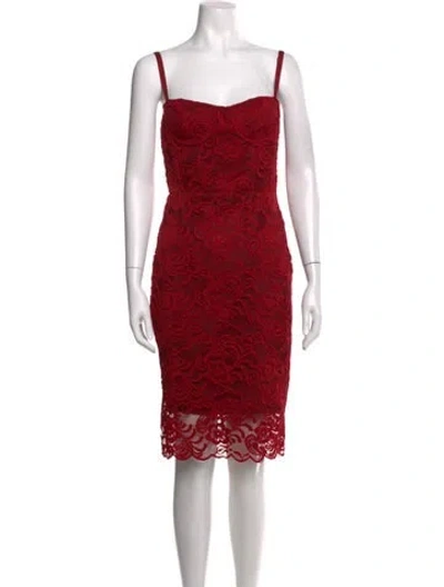 Pre-owned Milly Lace Pattern Knee-length Dress In Red