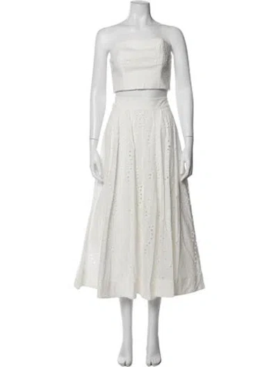 Pre-owned Milly Lace Pattern Lasercut Accents Skirt Set W/ Tags In White