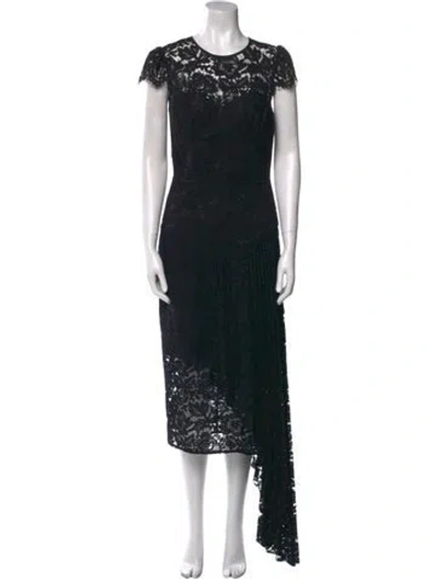 Pre-owned Milly Lace Pattern Long Dress In Black