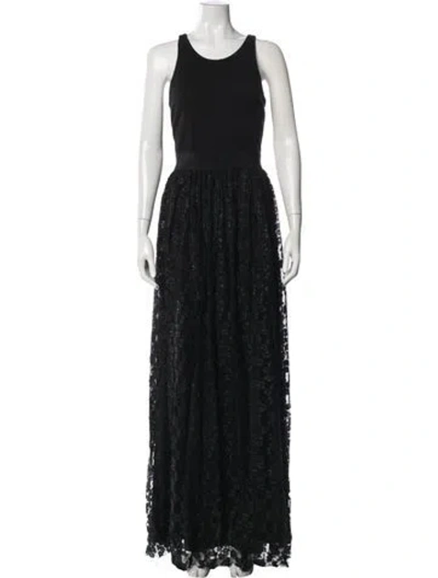 Pre-owned Milly Lace Pattern Long Dress In Black/metallic