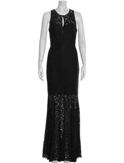 Pre-owned Milly Lace Pattern Long Dress In Black/metallic