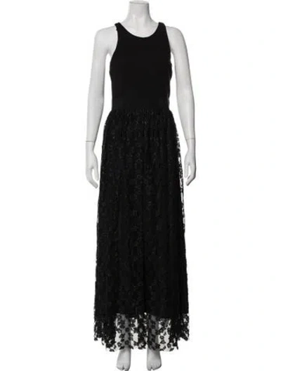 Pre-owned Milly Lace Pattern Long Dress In Black/metallic