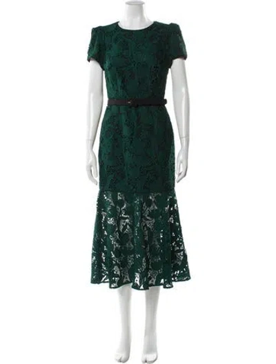 Pre-owned Milly Lace Pattern Long Dress W/ Tags In Green