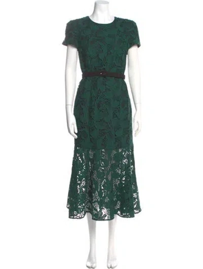 Pre-owned Milly Lace Pattern Long Dress W/ Tags In Green