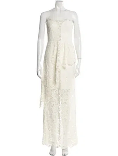Pre-owned Milly Lace Pattern Long Dress W/ Tags In Neutral