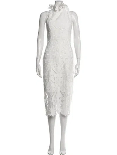 Pre-owned Milly Lace Pattern Long Dress In White