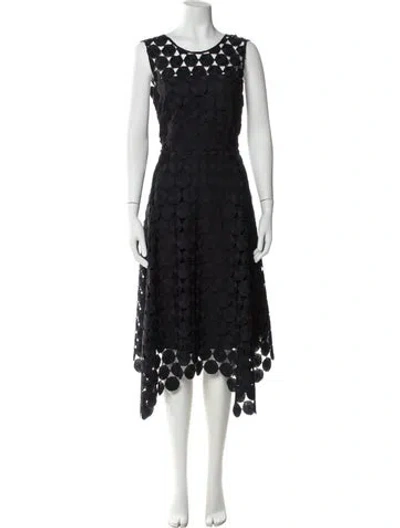 Pre-owned Milly Lace Pattern Midi Length Dress In Black