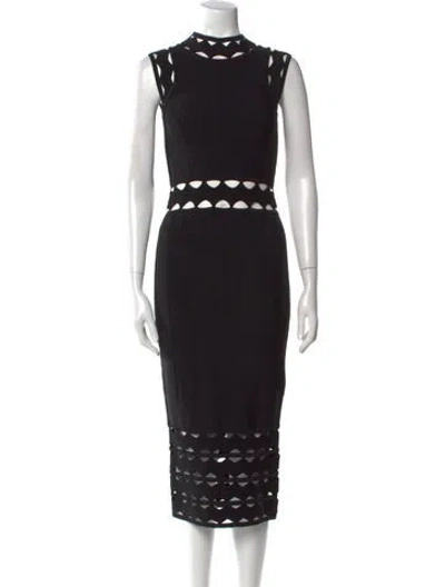 Pre-owned Milly Lace Pattern Midi Length Dress In Black