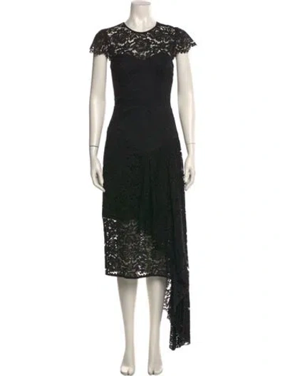 Pre-owned Milly Lace Pattern Midi Length Dress In Black