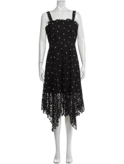 Pre-owned Milly Lace Pattern Midi Length Dress In Black