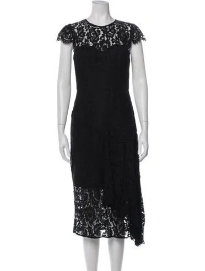 Pre-owned Milly Lace Pattern Midi Length Dress In Black
