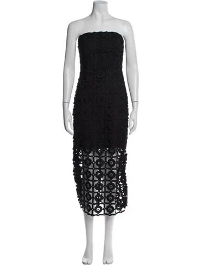 Pre-owned Milly Lace Pattern Midi Length Dress In Black