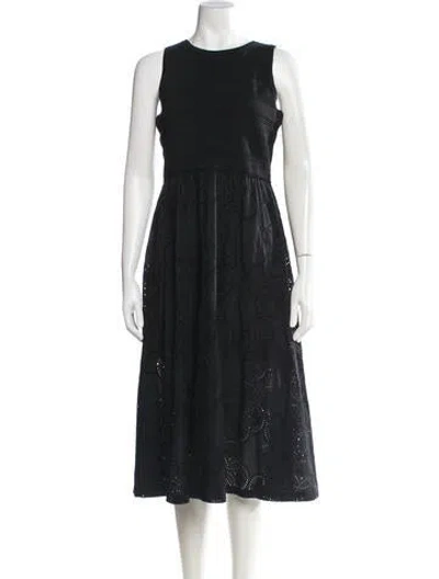 Pre-owned Milly Lace Pattern Midi Length Dress In Black
